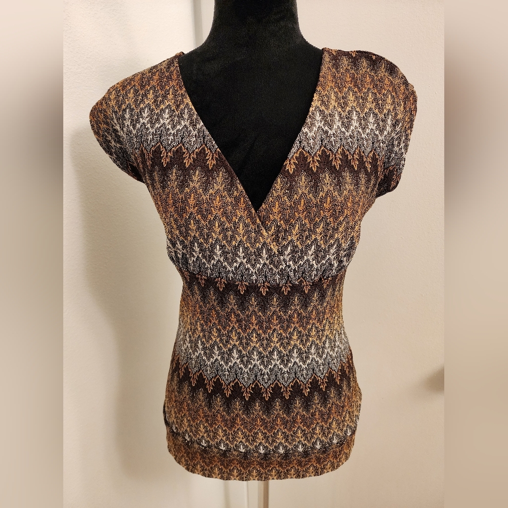 INC International Concepts V-Neck Printed Knit Top - Size M